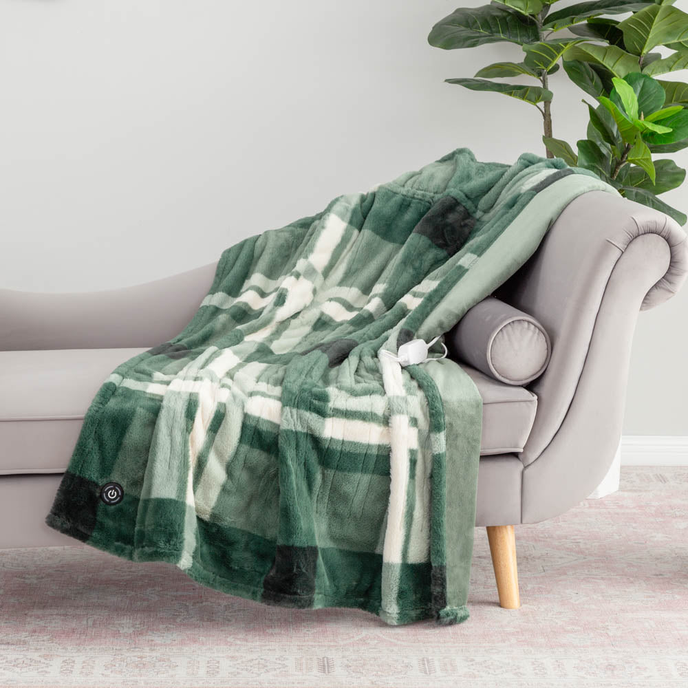 Printed VelvetLoft® Faux Fur Heated Throw