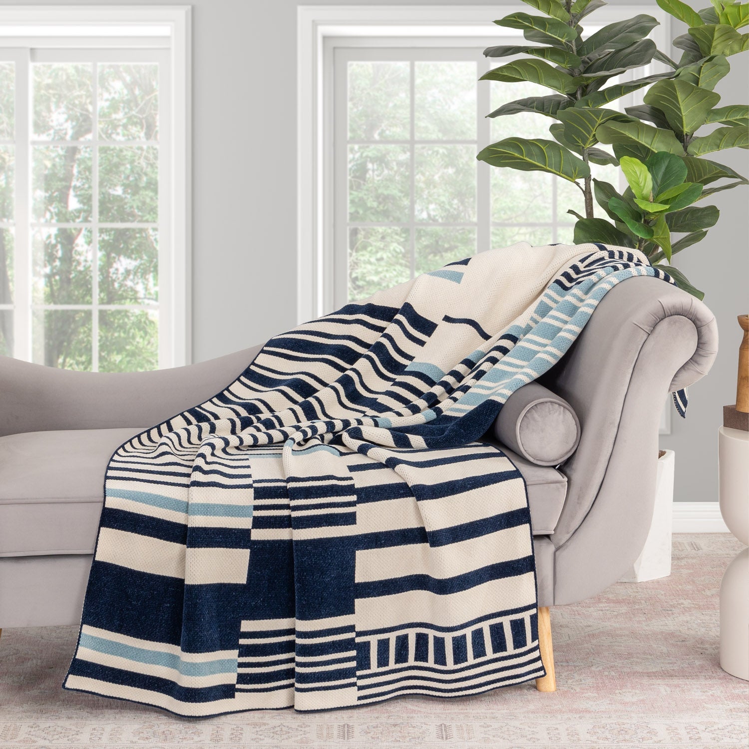 Striped Chenille Knit Throw