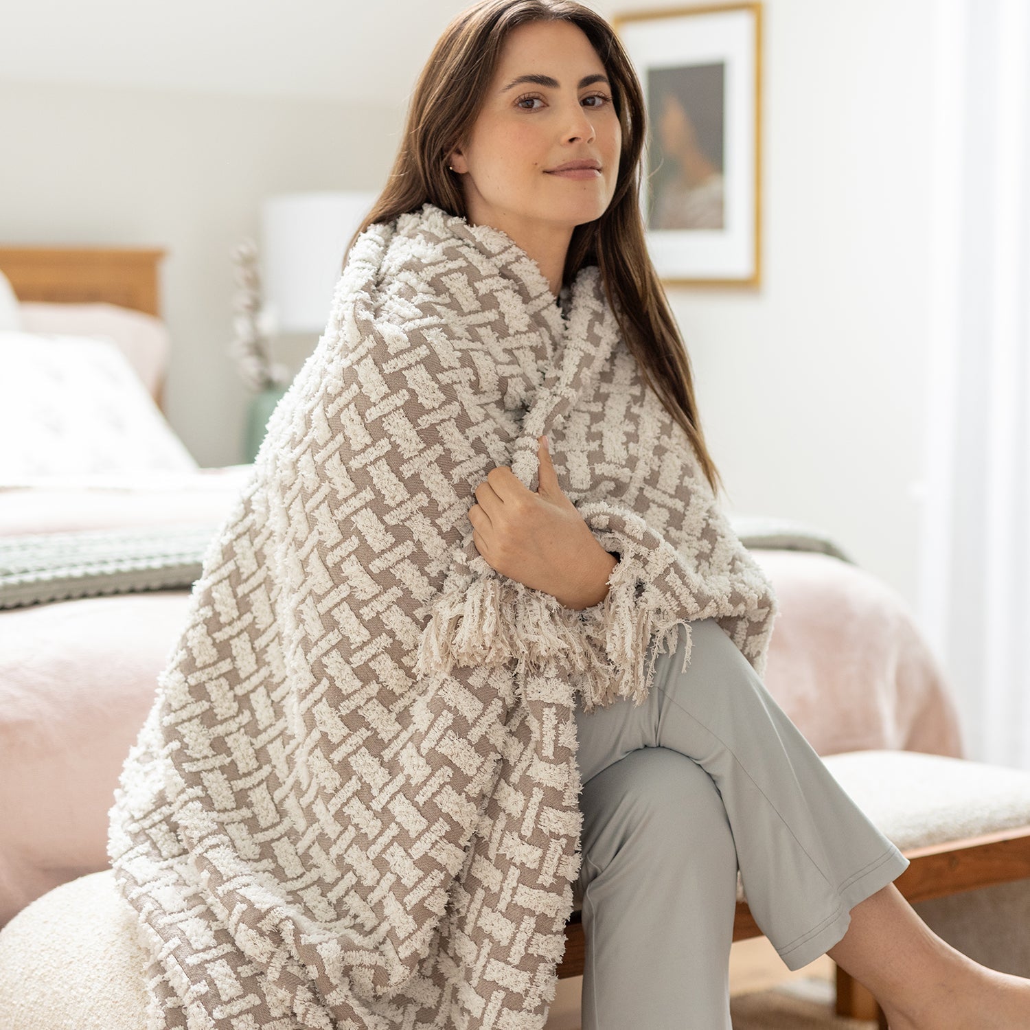 Basket Weave Tassel Throw