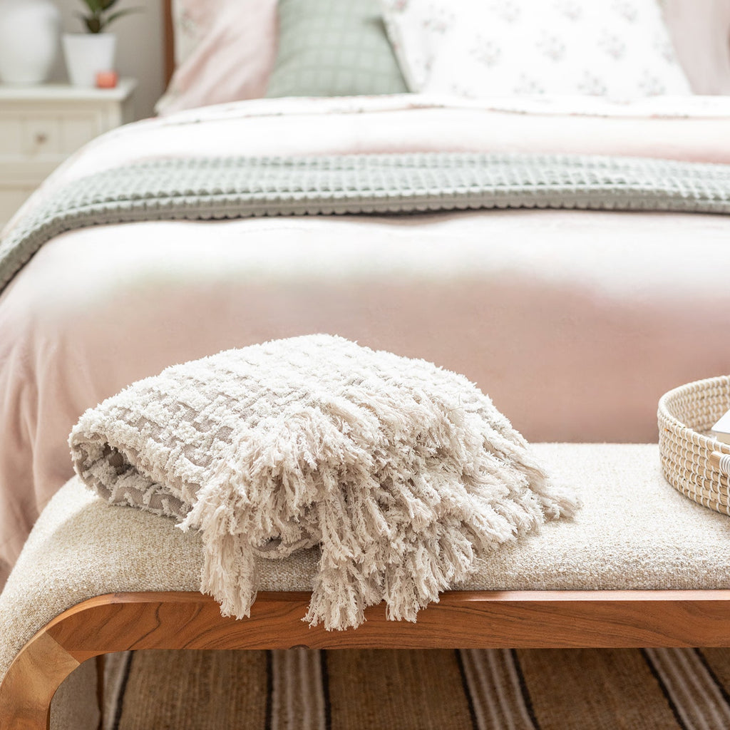 Basket Weave Tassel Throw